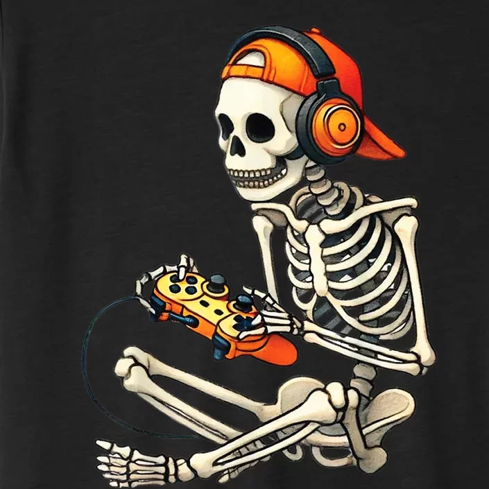 Halloween Skeleton Gamer Video Gaming ChromaSoft Performance T-Shirt