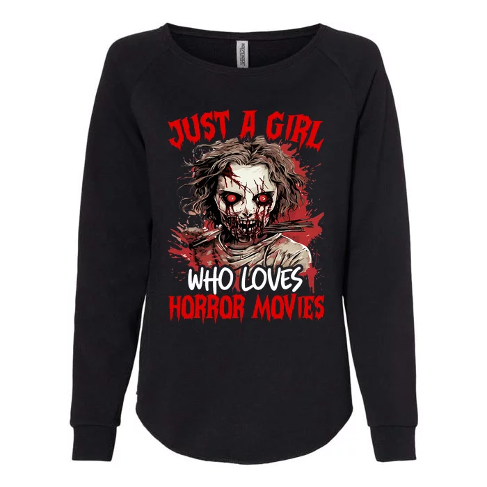 Halloween Scary Ghost Just A Girl Who Loves Horror Movie Womens California Wash Sweatshirt