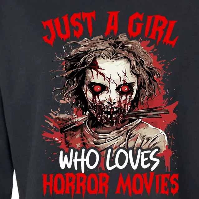 Halloween Scary Ghost Just A Girl Who Loves Horror Movie Cropped Pullover Crew