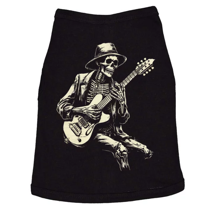 Happy Skeleton Guitar Guy Spooky Halloween Rock Band Concert Doggie Tank