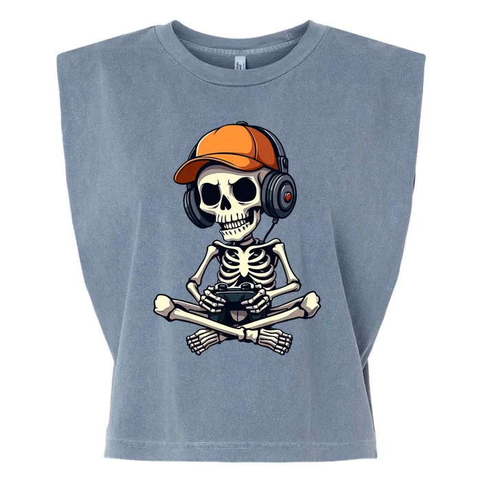 Halloween Skeleton Gamer Video Gaming Gift Garment-Dyed Women's Muscle Tee