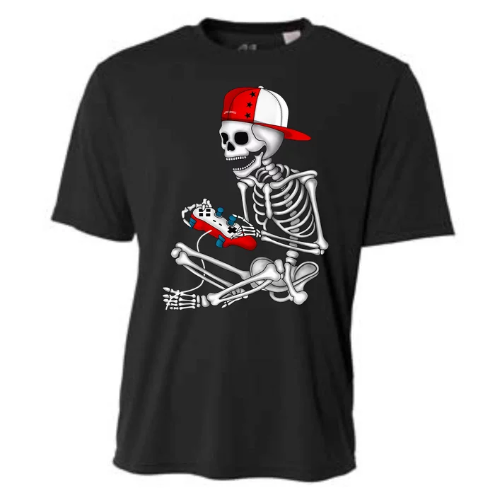 Halloween Skeleton Gamer Video Gaming Gift Cooling Performance Crew T-Shirt