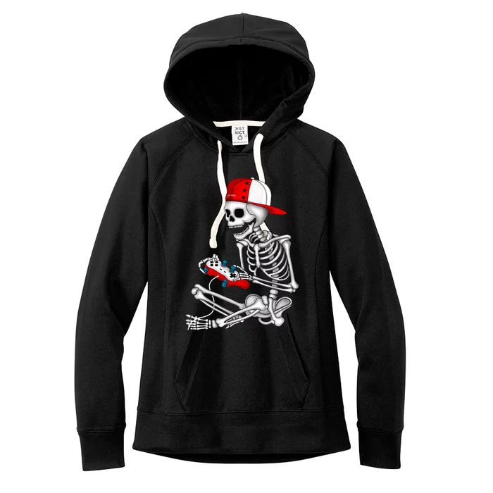 Halloween Skeleton Gamer Video Gaming Gift Women's Fleece Hoodie