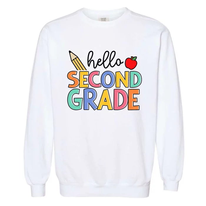 Hello Second Grade Team 2nd Grade Back To School Teacher Garment-Dyed Sweatshirt