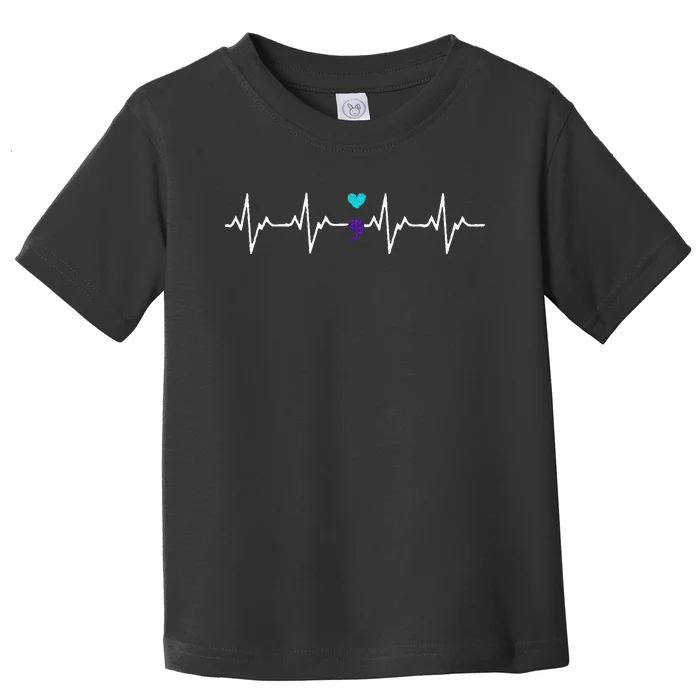 HeartBeat Semicolon Gift Suicide Prevention Awareness Toddler T-Shirt