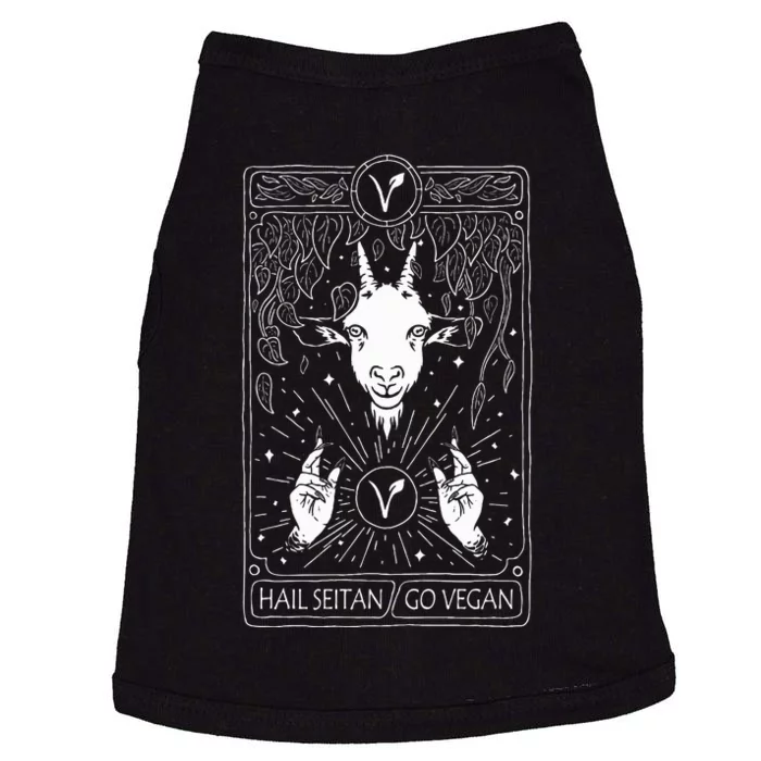 Hail Seitan Go Vegan Funny Tarot Card Design For Vegans Doggie Tank