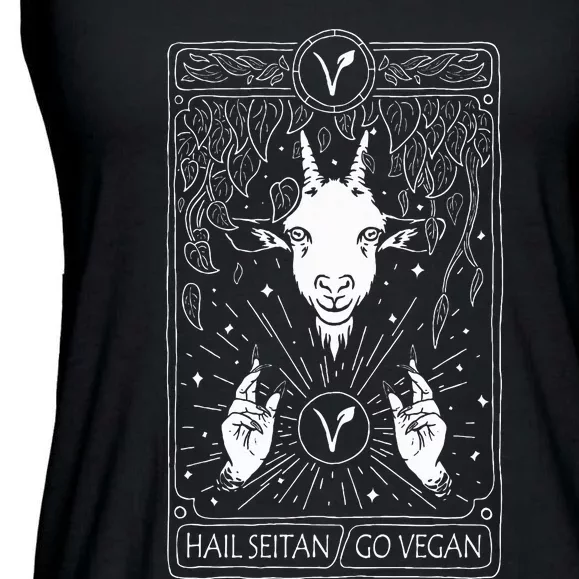 Hail Seitan Go Vegan Funny Tarot Card Design For Vegans Ladies Essential Flowy Tank