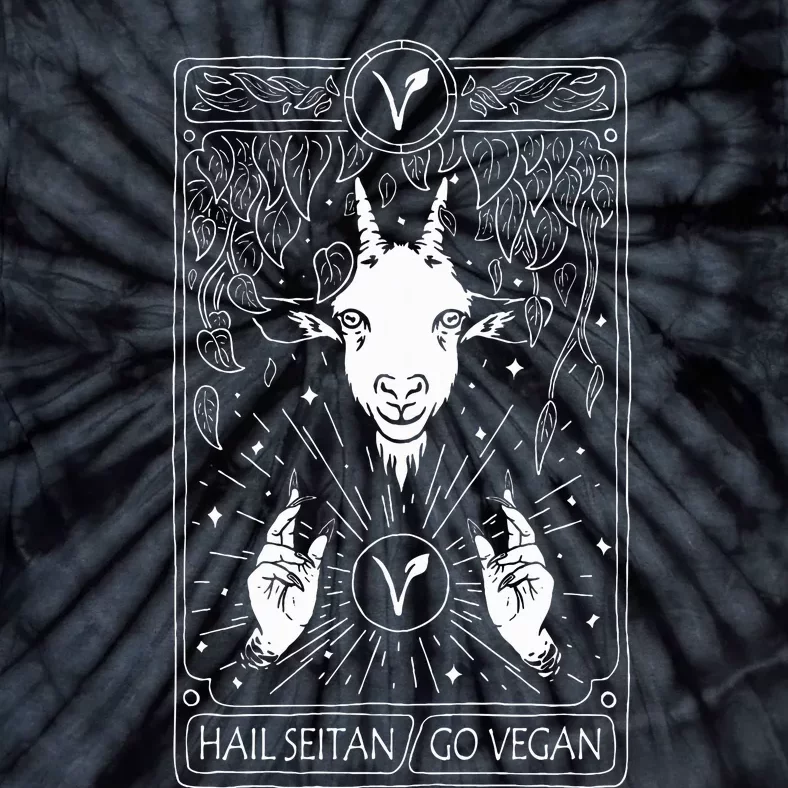 Hail Seitan Go Vegan Funny Tarot Card Design For Vegans Tie-Dye T-Shirt