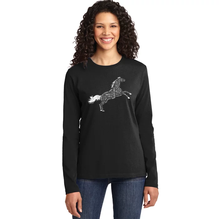 Horse Silhouette Gifts For Horse Lovers Ladies Long Sleeve Shirt