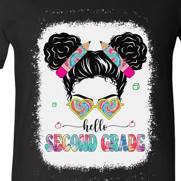 Hello Second Grade Back To School Hair Bun First Day V-Neck T-Shirt