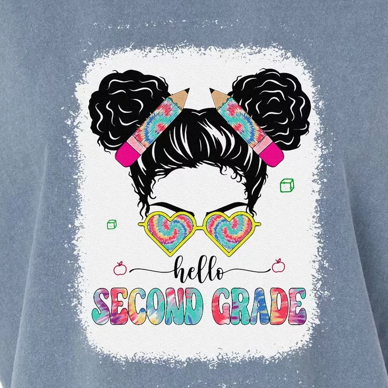 Hello Second Grade Back To School Hair Bun First Day Garment-Dyed Women's Muscle Tee