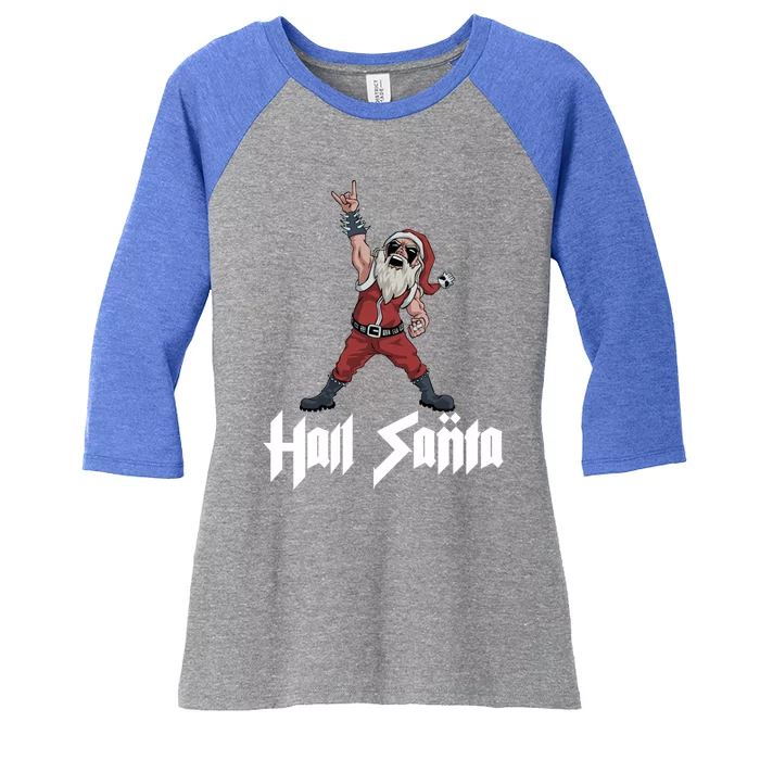 Hail Santa Gift Women's Tri-Blend 3/4-Sleeve Raglan Shirt