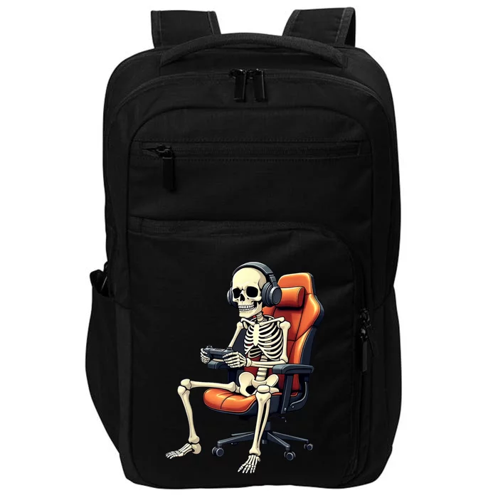 Halloween Skeleton Gamer Video Gaming Impact Tech Backpack