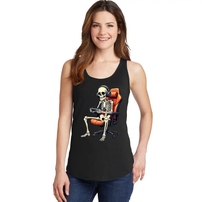 Halloween Skeleton Gamer Video Gaming Ladies Essential Tank