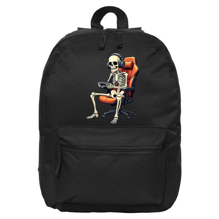 Halloween Skeleton Gamer Video Gaming 16 in Basic Backpack