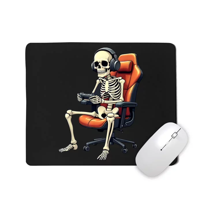 Halloween Skeleton Gamer Video Gaming Mousepad