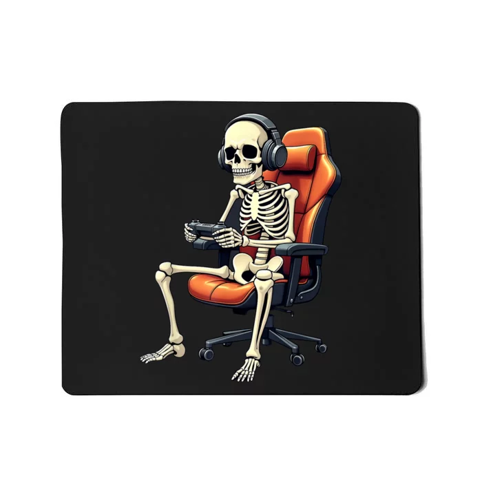 Halloween Skeleton Gamer Video Gaming Mousepad