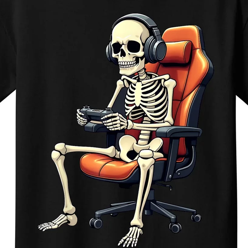 Halloween Skeleton Gamer Video Gaming Kids T-Shirt