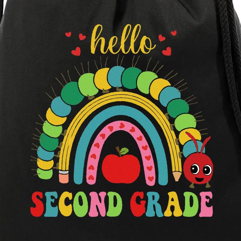 Hello Second Grade Rainbow Back To School Teacher Student Drawstring Bag