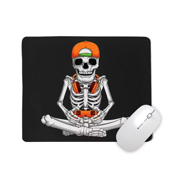 Halloween Skeleton Gamer Video Gaming Mousepad