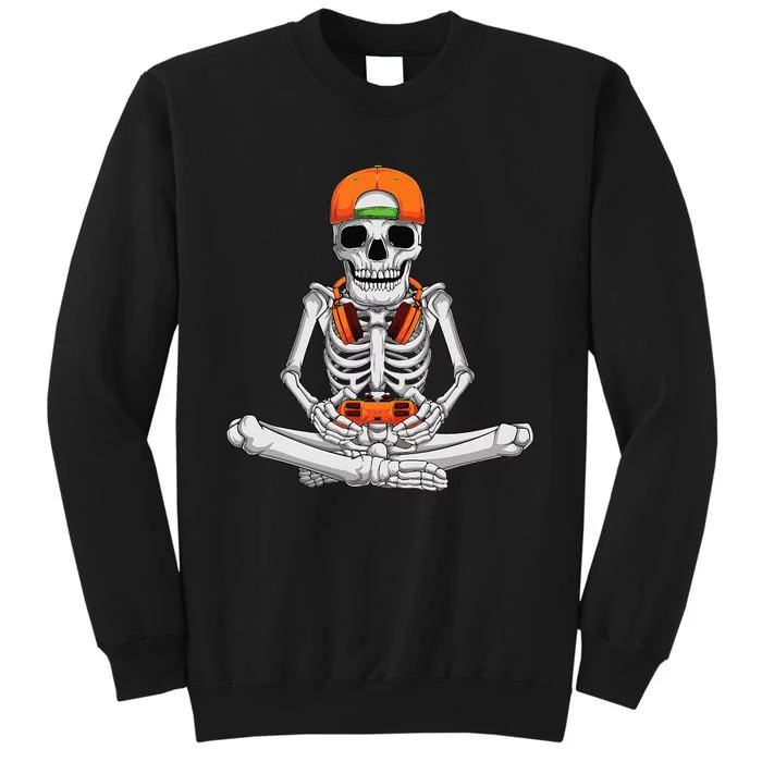 Halloween Skeleton Gamer Video Gaming Tall Sweatshirt