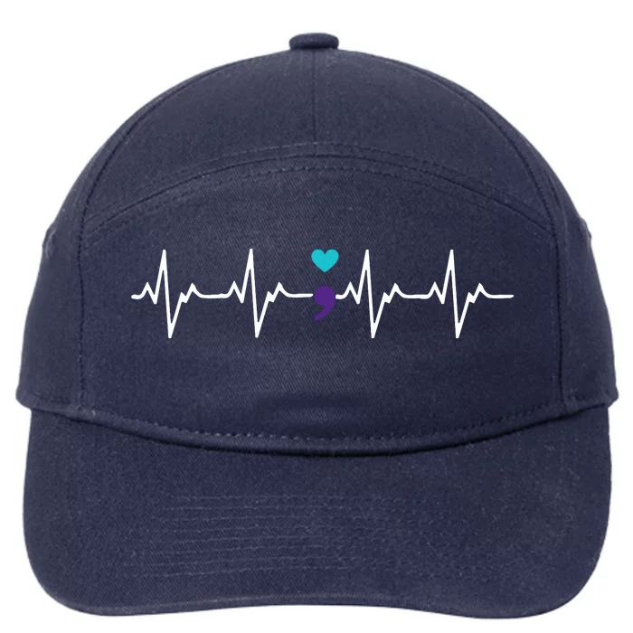 HeartBeat Semicolon Gift Suicide Prevention Awareness 7-Panel Snapback Hat