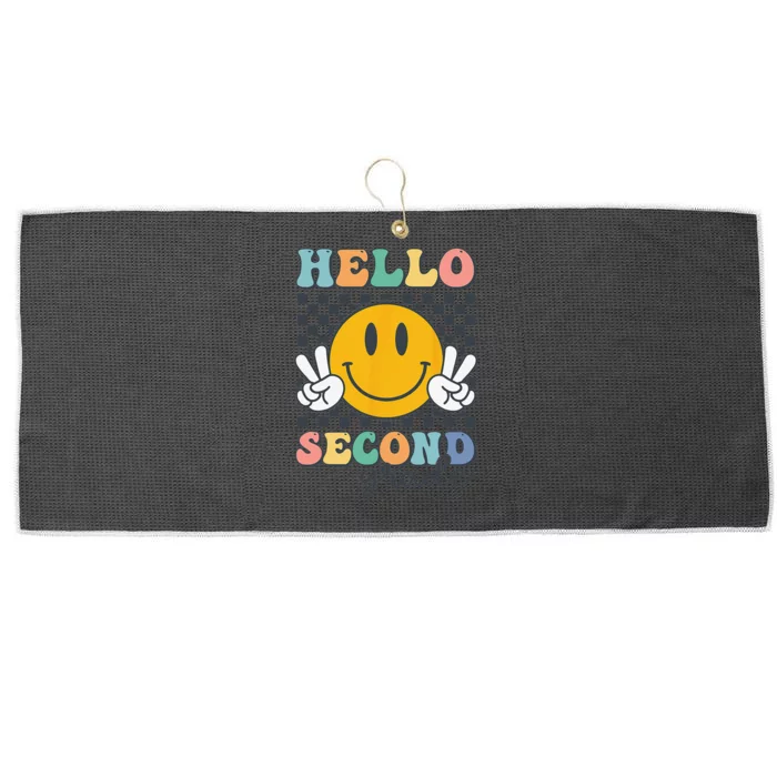 Hello Second Grade Retro Smile Team 2nd Grade Back To School Large Microfiber Waffle Golf Towel