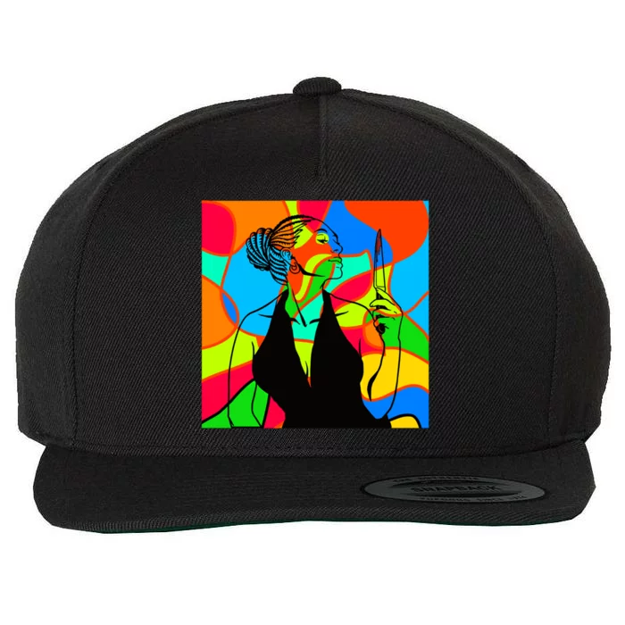 Halloween Stained Glass Peace Funny Gift Melanin Black Magic Gift Wool Snapback Cap