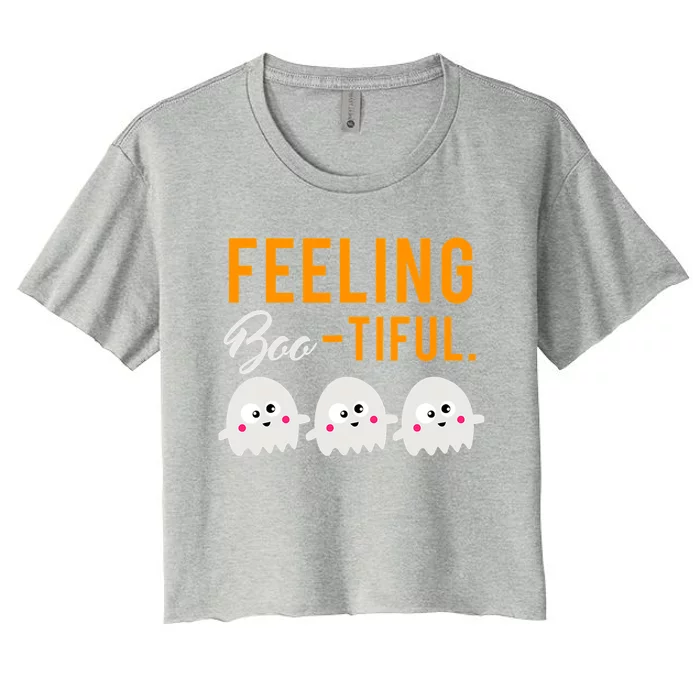 Halloween Squad Ghost Costume Feeling Boo Tiful Great Gift Women's Crop Top Tee