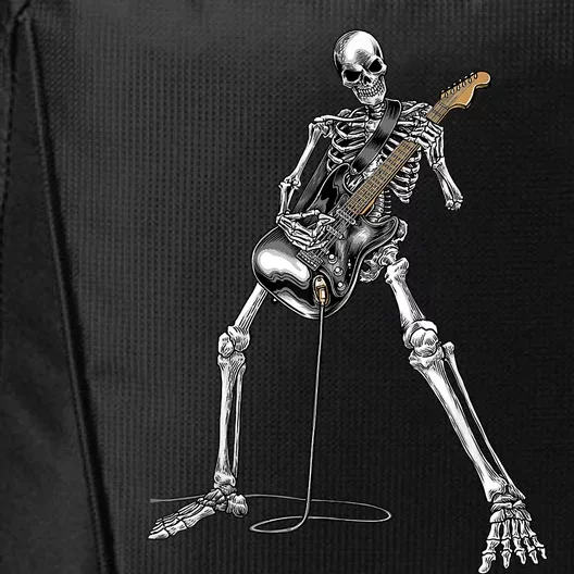 Happy Skeleton Guitar Guy Spooky Halloween Rock Band Concert City Backpack