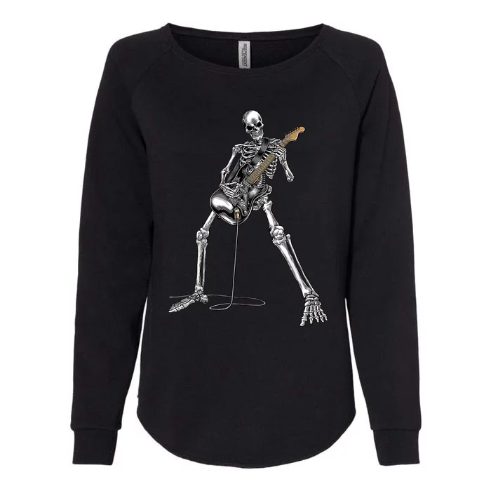 Happy Skeleton Guitar Guy Spooky Halloween Rock Band Concert Womens California Wash Sweatshirt