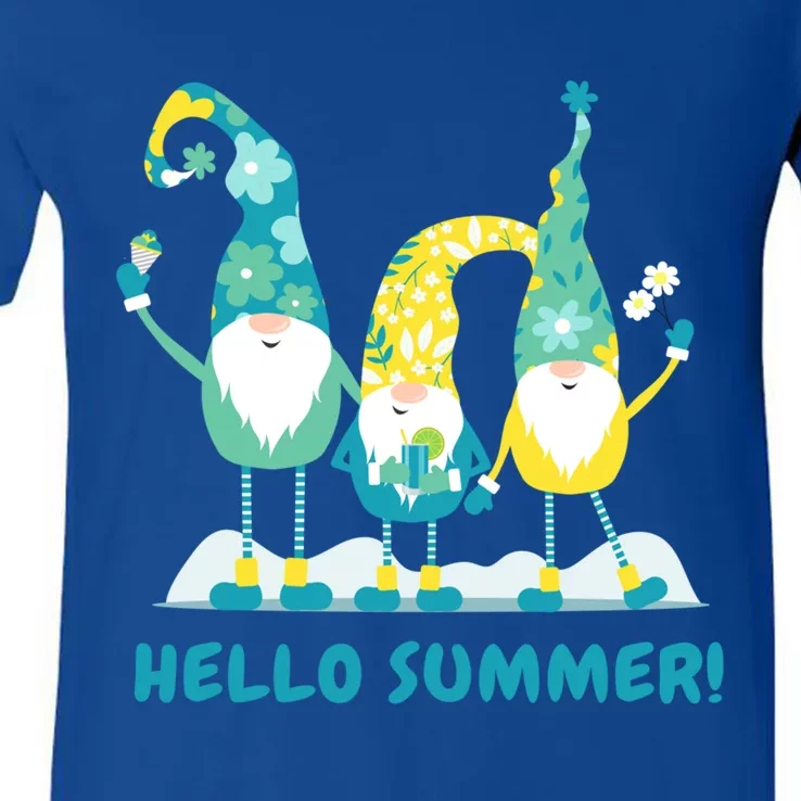 Hello Summer Gnomes Popsicle Flower Vacay Mode Gift V-Neck T-Shirt