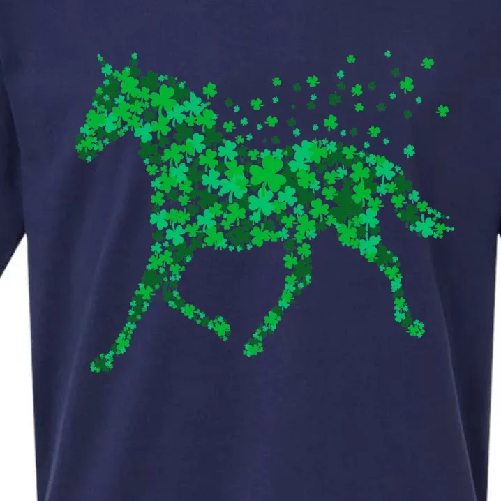 Horse Shamrock Horseback Riding Equestrian Meaningful Gift Patrick Day Gift Sueded Cloud Jersey T-Shirt