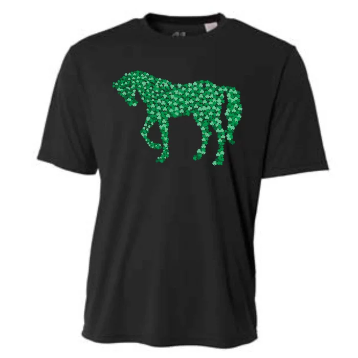 Horse Shamrock Horseback Riding Equestrian St Patricks Day Cool Gift Cooling Performance Crew T-Shirt