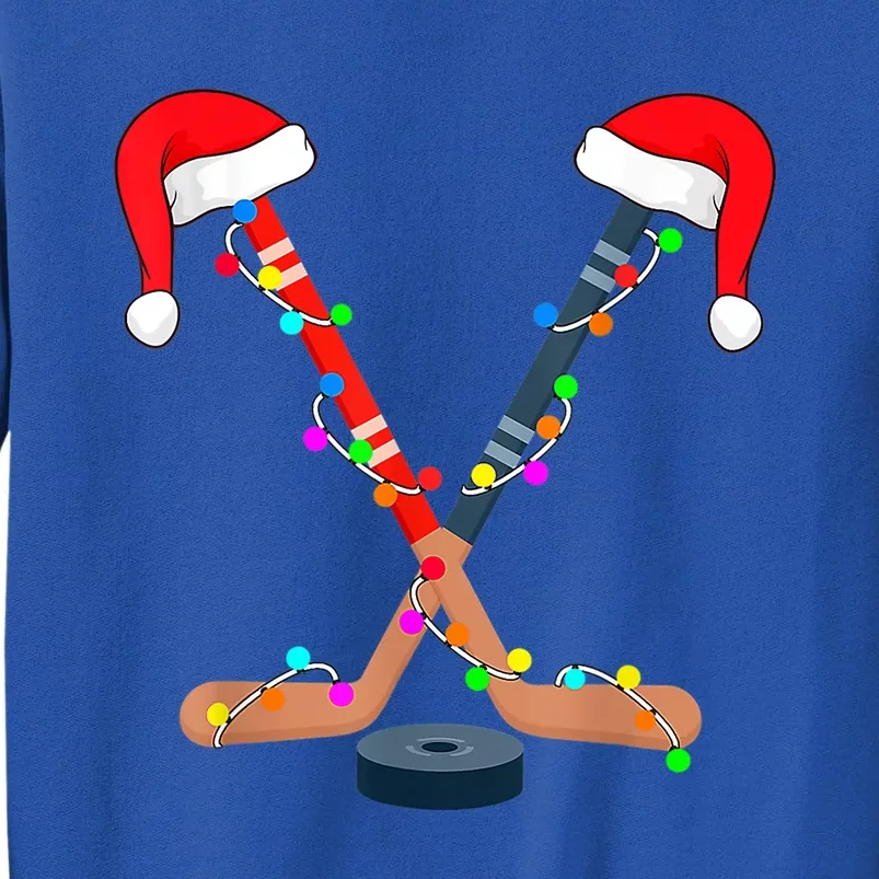 Hockey Santa Hat Christmas Lights Funny Sport Xmas Gift Sweatshirt