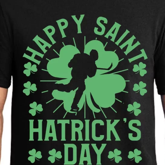 Happy Saint Hatricks Day Hockey Fan Player St Patricks Day Cool Gift Pajama Set