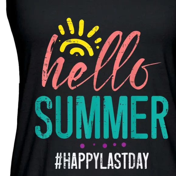 Hello Summer Happy Last Day Of School Teacher Boy Girl Ladies Essential Flowy Tank