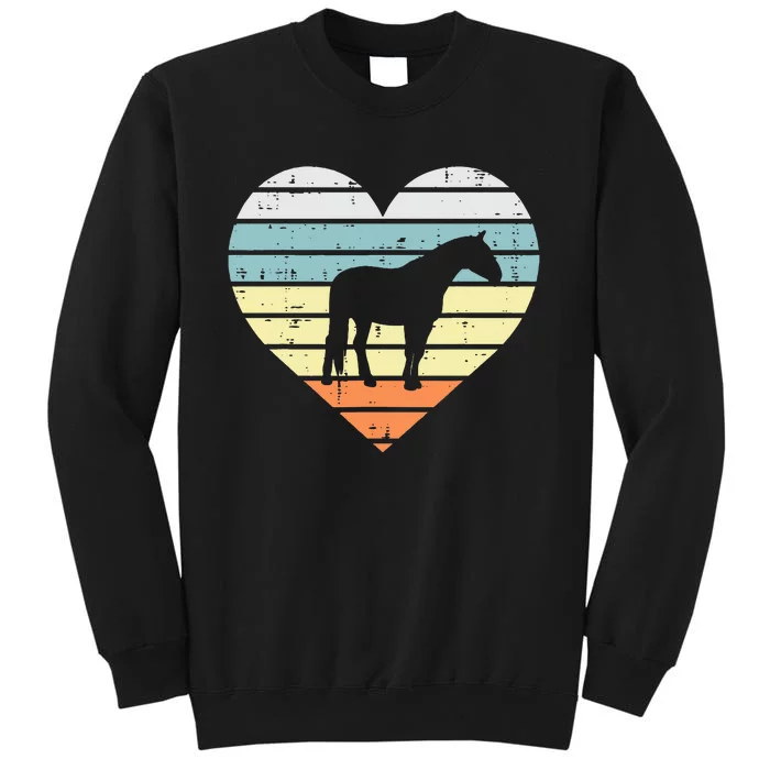 Horse Silhouette Heart Retro Love Equestrian Tall Sweatshirt