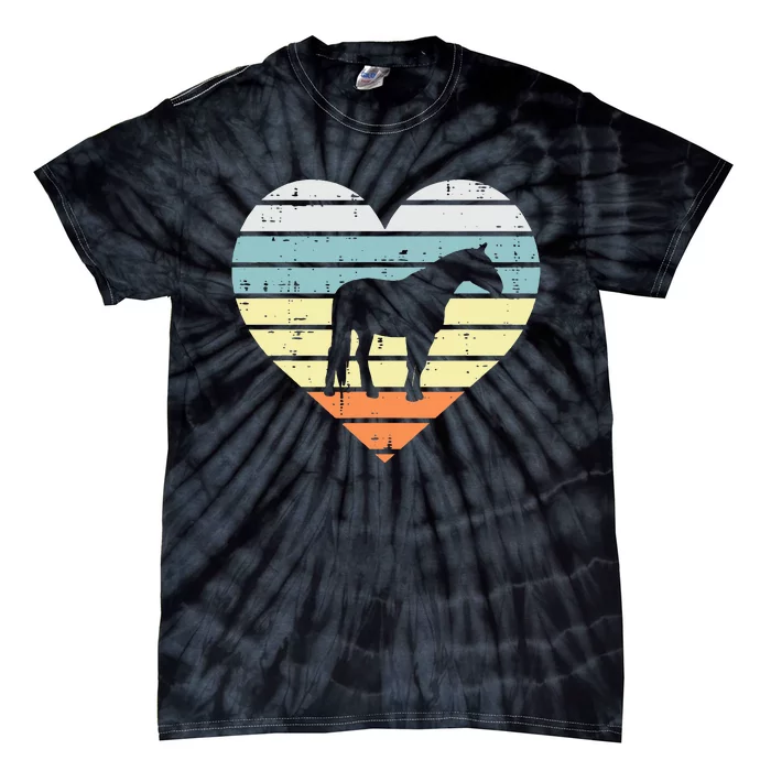 Horse Silhouette Heart Retro Love Equestrian Tie-Dye T-Shirt