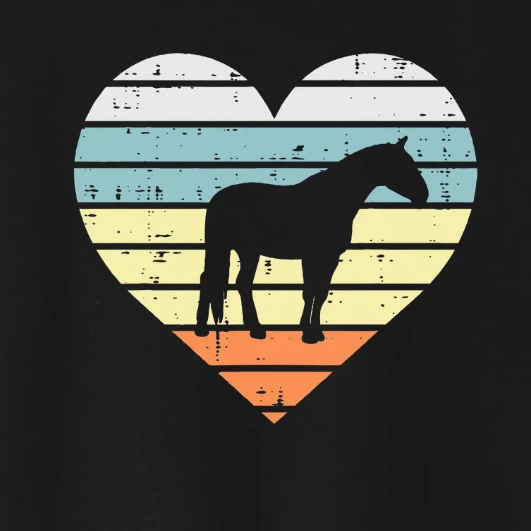 Horse Silhouette Heart Retro Love Equestrian Women's Crop Top Tee