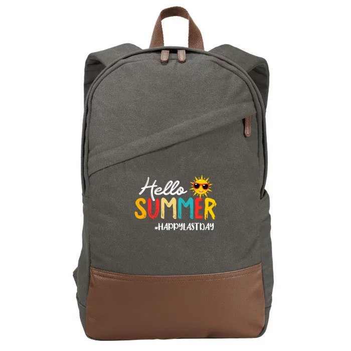 Hello Summer Happy Last Day Of School Teacher Student Cotton Canvas Backpack