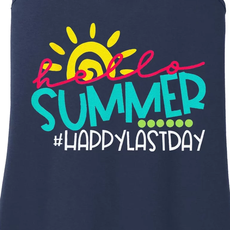 Hello Summer Happy Last Day Of School Teacher Student Ladies Essential Tank