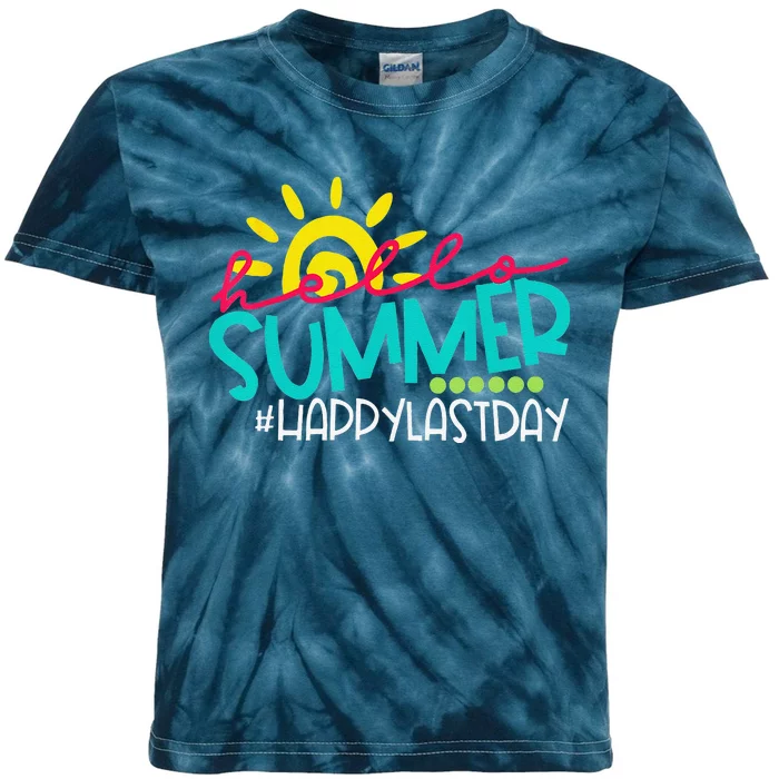 Hello Summer Happy Last Day Of School Teacher Student Kids Tie-Dye T-Shirt