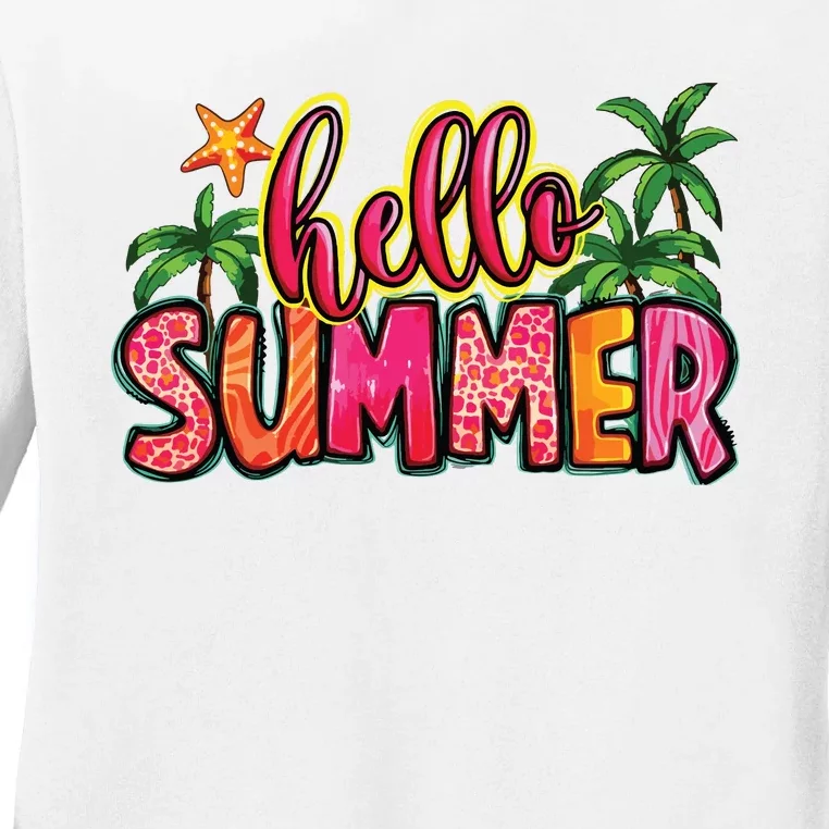 Hello Summer Ladies Long Sleeve Shirt