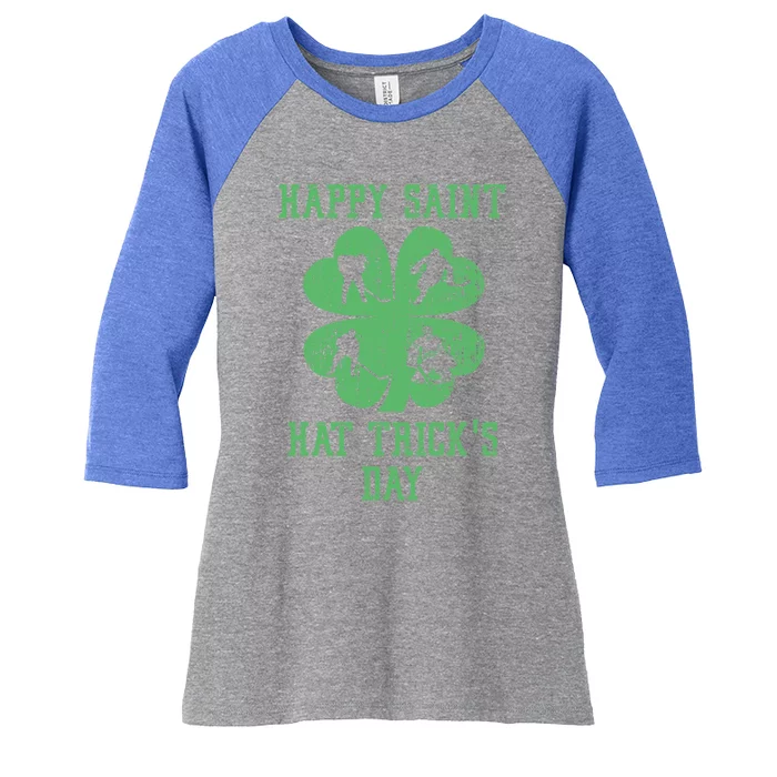 Happy Saint Hat Trick's Day St Patricks Day Funny Ice Hockey Cool Gift Women's Tri-Blend 3/4-Sleeve Raglan Shirt