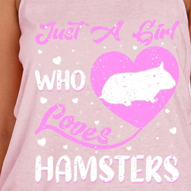 Heart Shape Hamster Just A Girl Who Loves Hamsters Gift Women's Knotted Racerback Tank