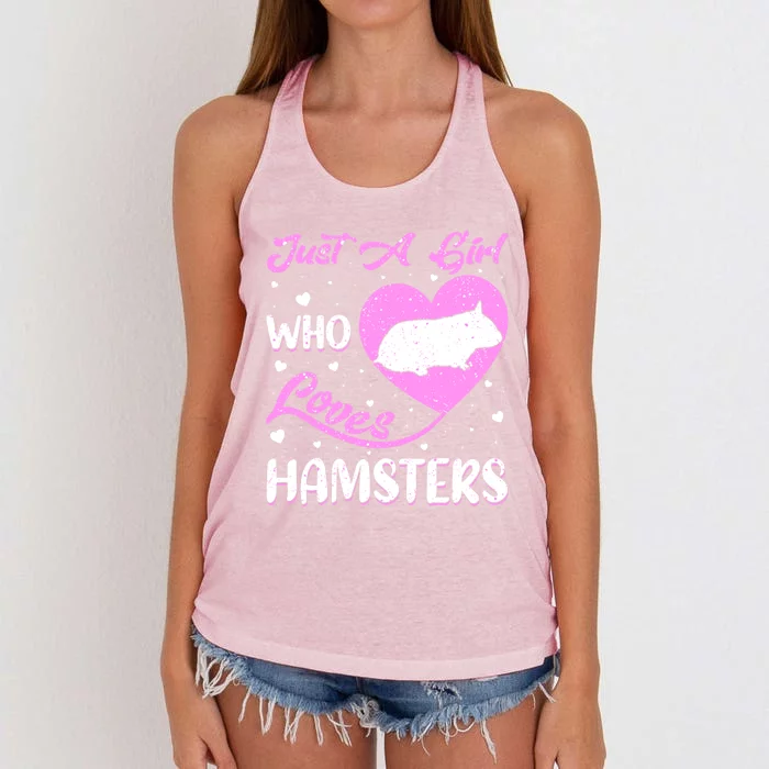 Heart Shape Hamster Just A Girl Who Loves Hamsters Gift Women's Knotted Racerback Tank