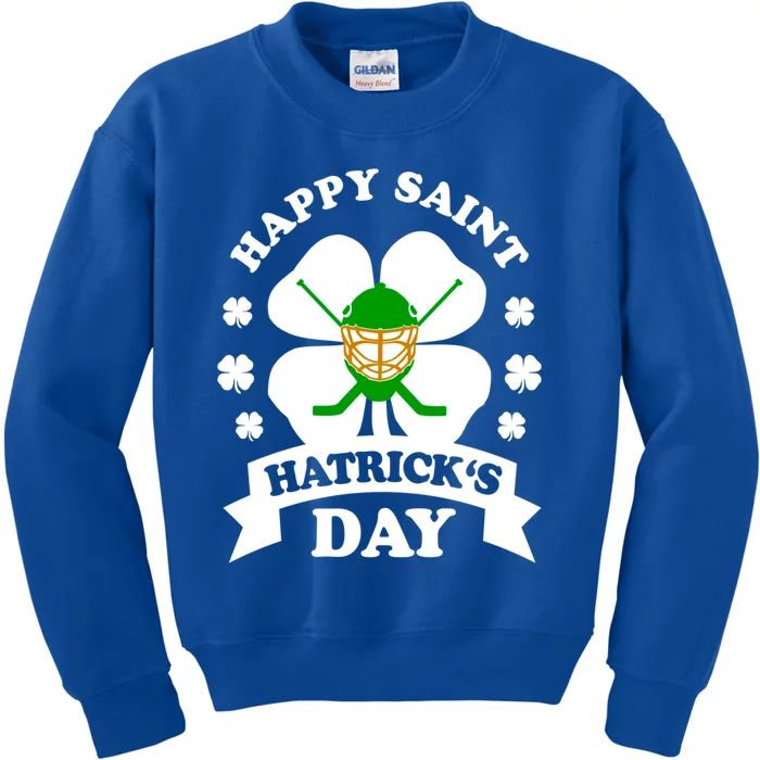 Happy Saint Hatrick's Day Hockey Fan Player St Patrick's Day Gift Kids Sweatshirt