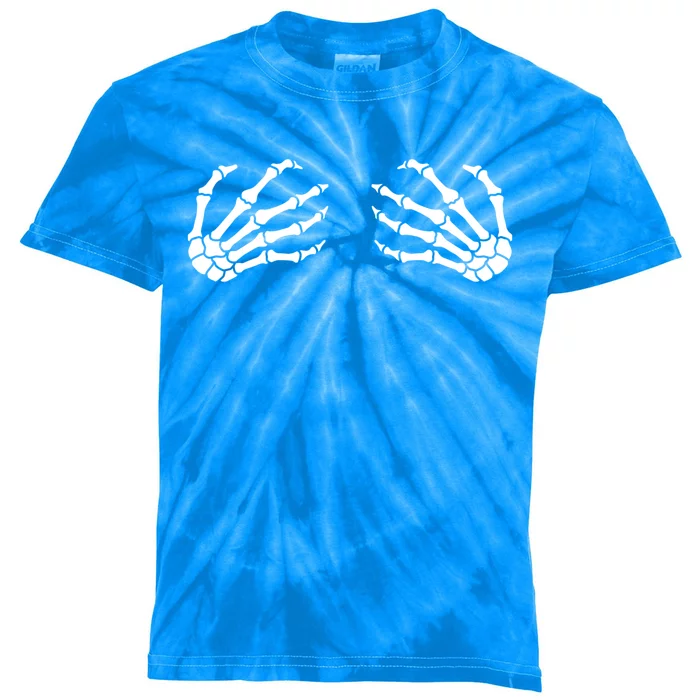 Halloween Skeleton Hands Boobs Funny Cool Gift Kids Tie-Dye T-Shirt