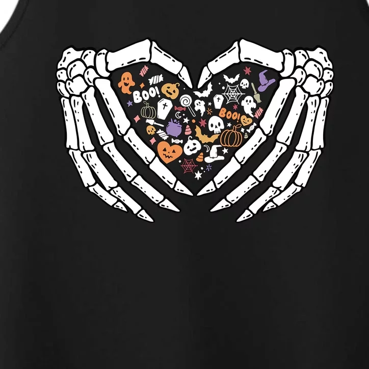 Halloween Skeleton Hand Sign Heart Gift Performance Tank